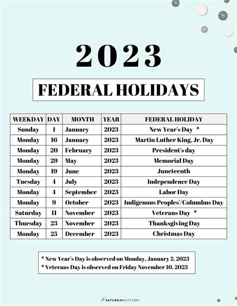 list of upcoming holidays